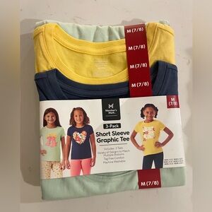 NWT Member's Mark Kids Short Sleeve Graphic Tee Set - Yellow, Navy, Mint